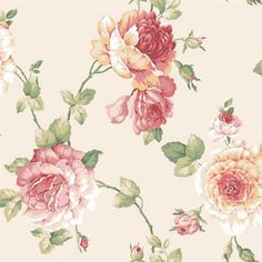 a floral wallpaper with pink and yellow flowers