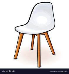 a white chair with wooden legs on a white background