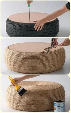 someone is doing something that looks like a tire