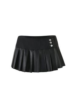 Details Best-selling Remini Skort in a new faux leather fabrication Micro-mini skort - Pleated skirt with inbuilt shorts Low-rise waist and a-line silhouette Wide waistband featuring 3 silver press studs detail on side hip - Button closure for entry Fully lined - This fabric is not sheer Recommended Underwear: Due to the low rise, we recommend wearing this garment with a seamless low brief. Size and Fit True to size. We recommend wearing your standard size Low-rise fit A-line fit - Designed to t Black Leather Skirt Pleated, Sabrina Concert, Skirt Micro, Black Pleated Mini Skirt, Black Leather Skirt, Leather Pleated Skirt, High Waisted Pleated Skirt, Micro Skirt, Midi Flare Skirt