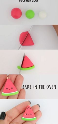 the instructions for making polymer clay watermelon pendants