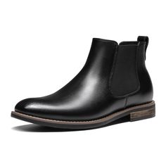 PRICES MAY VARY. Soft PU Upper: These men’s Chelsea boots feature a smooth upper that is crease-resistant, making it effortless to maintain for a fresh look every time. Lasting Comfort: Lined with a resilient PU-covered sponge insole that absorbs shock, these boots ensure every step is supported and cushioned. Lightweight & Flexible: A lightweight EVA midsole keeps you walking with ease and greater flexibility without feeling weighed down. Durable Outsole: Set on a textured TPR outsole with a 0. Waterproof Business Boots With Round Toe, Mens Black Leather Chelsea Boots Outfit, Mens Black Chelsea Boots, Rugged Black Chelsea Boots With Rubber Sole, Black Chelsea Boots Canada, Smart Casual Boots, Black Leather Waterproof Boots Fade-resistant, Chelsea Boots Dress, Chelsea Boots Outfit