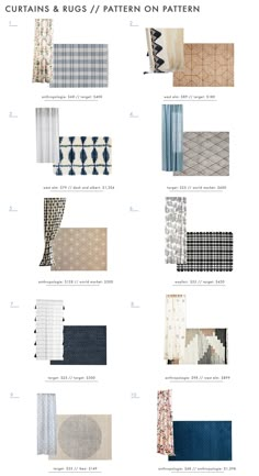 an image of curtains and rugs in different patterns on the same sheet or fabric