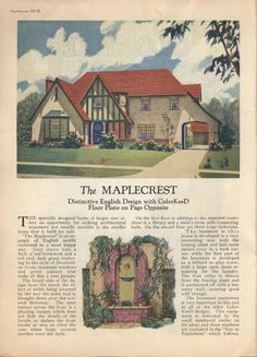 an advertisement for the maplecrest estate in california, with pictures of its front and rear doors