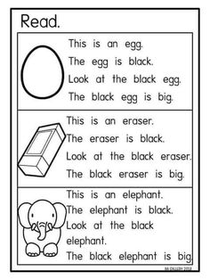 an elephant and egg worksheet with the words read