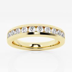 1/2 ctw Round Lab Grown Diamond Wedding Band 14K Yellow Gold, FG, VS2 Channel Set Diamond Ring, Channel Set Diamond Band, Channel Set Wedding Band, Channel Set Rings, Balanced Design, Online Gold Jewellery, Our Energy, Round Diamond Setting, Wedding Anniversary Rings