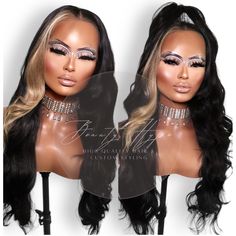 3-5 Working Days To Ship Order Prices Are Firm Not Accepting Offers High Quality Synthetic Black Color With Blonde Accent Pre Plucked Hairline Hd Lace Front (Comes Uncut) Heat Friendly 13x6 Hype Hair, Skunk Stripe, Camo Fashion, Long Curls, Black And Blonde, Hd Lace, Body Wave, Lace Front Wigs, Wig Hairstyles