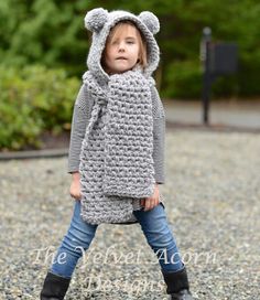 Crochet PATTERN-The Zolta Hooded Scarf (12/18 months, Toddler, Child, Teen, Adult sizes) Hooded Scarf Pattern, Velvet Acorn, Crochet Hooded Scarf, Crochet Hood, Crochet Knit Hat, Crochet Beanie Hat, Kids Outdoor, Hat Ideas, Hooded Scarf