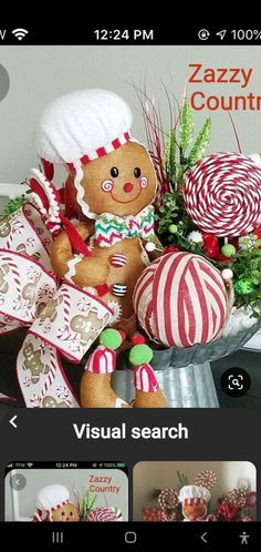 an image of a christmas display on the phone screen with other items and decorations displayed