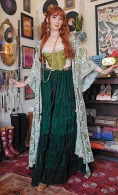 Earthy Witch Aesthetic Outfit, Colorful Whimsigoth Outfits, Light Whimsigoth Outfits, Fortune Teller Aesthetic Outfit, Witchcore Clothes, Whimsical Outfit Ideas, Whimsical Fits, Gypsycore Fashion