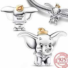 Brand New Without Tag Nwot Disney 100th Anniversary Elephant Dumbo Diamond Pendant Bead Charm Sterling Silver 925 Unbranded. Compatible With Pandora Moments Bracelets And Necklaces, Also Fit Major Jewelry Brands. Pandora Harry Potter, Harry Potter Bracelet, Silver Pandora Charms, Pandora Original, Magic Charms, Disney Charms, Charms Pandora, Bracelet Pandora, Bracelets Design