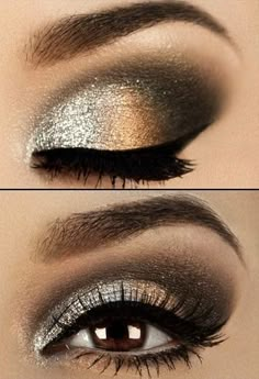 I do this on everyone almost. It turns out great and all you need to do is divide lid into 3 sections and blend! Broken Makeup, Gold Eye Makeup Tutorial, Gold Eye Makeup, Makeup Pallets