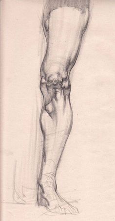 a pencil drawing of a person's legs and feet