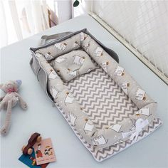 Portable Baby Nest Bed for Boys Girls Travel Bed Infant Cotton Cradle Crib Baby - MRSLM Foldable Crib, Portable Baby Cribs, Newborn Baby Bedding, Portable Baby Bed, Newborn Bed, Baby Nest Bed, Portable Bassinet, Newborn Lounger, Nest Bed