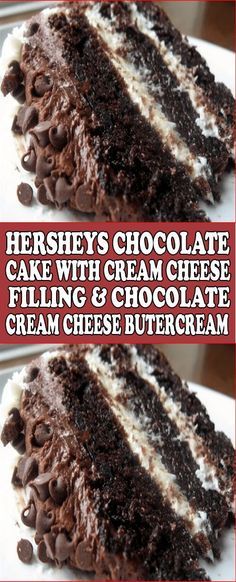 there is a chocolate cake with cream cheese filling and chocolate creme