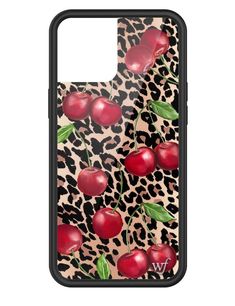 an animal print phone case with apples on the leopard skin, which is also available for samsung