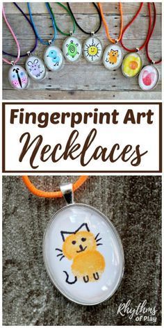 the fingerprint art necklaces are made with acrylic paint