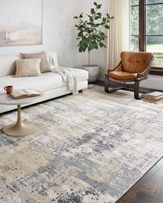 a living room filled with furniture and a rug