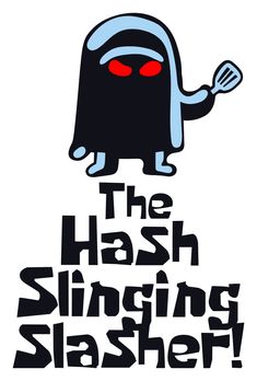 the hash slinger logo with an evil ghost holding a tennis racquet in his hand