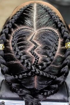 Twists With Beads Men, Cornrow Hairstyles Heart, Braided Hairstyles For Men Black, Criss Cross Cornrows, Cornrows With Heart, Haircuts For Women Round Face, 2 Braids Men, Cornrows Design, Aesthetic Braids