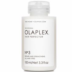 A weekly at-home treatment, not a conditioner, that reduces breakage and visibly strengthens hair, improving its look and feel. Clients can benefit from this global bestseller whether or not they receive chemical services. Olaplex is the original patented and proven technology that helps in repairing, rebonding, and strengthening the hair from the inside out. Olaplex Products, Olaplex No 3, Hair Design, Hair Restoration, Hair Maintenance, Color Treated Hair, Hair Strengthening, Treated Hair, Number 3