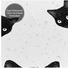 two black cats sitting next to each other on top of a white sheet with water drops