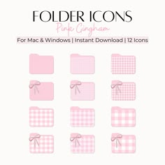 pink gingham for mac and windows instant download 12 icons by folderlicons