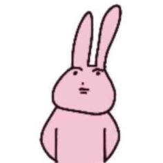 a pink bunny is standing in front of a white background