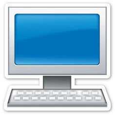 a computer with a blue screen and keyboard on the front, as well as a white background