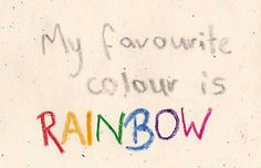 the words rainbow written in chalk on a piece of paper that says, my favorite color is rainbow