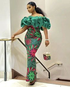 This beautifully made African print dress will make you look stunning and standout in that your forthcoming occasion. THIS IS A HANDMADE PRODUCT. SO WE WELCOME CUSTOMIZATION. YOU CAN LET US KNOW WHAT YOU WANT TO BE ADDED OR REMOVED FROM THE ORIGINAL STYLE AND EVEN CHOOSE YOUR OWN FABRIC. ABOUT SIZING: *  Comes in different sizes.  * For more perfect fit, please use the measurement guide/sample to measure and send us the following: @Bust @Waist @Hip  @Dress length  Kindly let us know how tall you Ankara Long Gown, African Party Dresses, Ankara Long Gown Styles, Dress Ankara, Ankara Dress Styles, Classy Gowns, African Prom Dresses, African Print Dress Ankara, African Styles