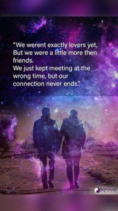 two people walking down a path with the quote we weren exactly lovers yet, but were a little more then friends