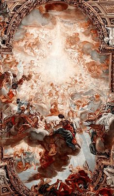 an ornate painting with many people on it