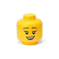 a yellow lego head with eyes and mouth