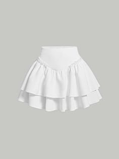 Branco Casual Collar  Tecido Simples Em Camadas/Escalonado Embellished Elasticidade Baixa Ruffle Hem Skirt, Cooler Look, Really Cute Outfits, Cute Skirts, Lookbook Outfits, Anton, Gotham, Ruffle Hem, Pretty Dresses