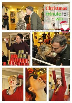 a collage of photos with people celebrating christmas