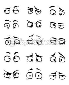 cartoon eyes with different expressions and gestures for use in animation or web games stock photo