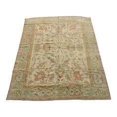 an antique rug is shown on a white background