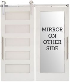 an open door with the words mirror on other side written in black and white letters