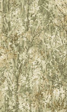 an image of a camouflage print wallpaper with lots of trees in the background and leaves on it