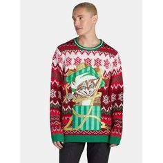 Introducing the ultimate festive essential: Holiday Time Men's Long Sleeve Christmas Sweater! Elevate your holiday style with this cozy, knit sweater featuring classic seasonal motifs. But that's not all  stay refreshed on-the-go with a convenient drink pocket, perfect for holding your favorite beverage while mingling at parties or cozying up by the fire. Crafted for comfort and merriment, it's the must-have addition to your winter wardrobe. Cheers to festive fashion! Exclusively at Walmart. Siz Chunky Pullover Sweater, Crew Neck Sweater Men, Mens Ugly Christmas Sweater, Time Clothes, Present Christmas, Pullover Sweater Men, Christmas Sweater Men, Cozy Knit Sweater, Sweater For Men