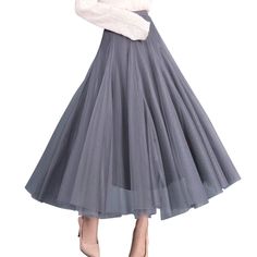 PRICES MAY VARY. MATERIAL: High quality 2-layers tulle and 1 layer satin silk lining, can't be perspective, breathable tulle make the skirt comfortable to wear. FEATURE: Long tulle skirt for women, A-line style, pleated and swing flowy big hem, ankle length (84 cm/33.07"), high waist with elastic waistband for easy to wear. STYLE: Pleated, flowy and big hem make you look slimmer and taller. You can match simple white T-shirt/top in fall or overcoat in winter, easy to go well with clothes. OCCASI Sweater And Tulle Skirt Wedding, Bridesmais Skirts, Plus Size Pleated Midi Skirt, Long Skirt For Winter Wedding, Long Pleated Winter Skirt, Pleated Maxi Skirt Winter, Flowy Pleated Skirt, Ankle Lenght Skirt, Bridesmaid Maxi Skirt