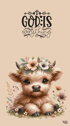 a small dog with flowers on its head and the words god's love thing above it