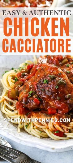 easy and authentic chicken cacciatore recipe on a plate