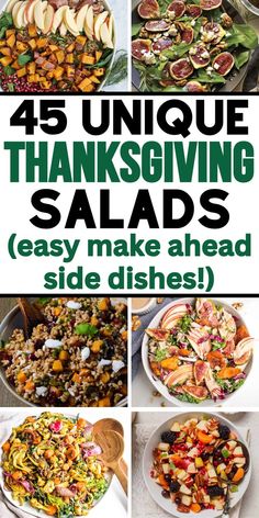 The best Thanksgiving salads for a crowd that are easy and healthy make ahead side dishes for turkey and will complete your Thanksgiving menu. Salad Ideas Side Dishes, Thanksgiving Veggie Side Dishes, Veggie Side Dishes Thanksgiving, Holiday Salads Thanksgiving, Brussel Sprouts Quinoa, Best Thanksgiving Salad, Turkey Dinner Side Dishes, Salads For Thanksgiving, Thanksgiving Recipes Make Ahead