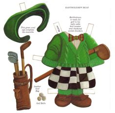 an image of the parts of a golf outfit that is cut out to look like a man