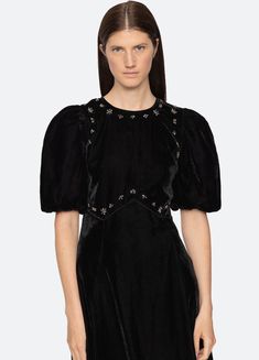 Caryl S/S Dress – Sea, New York Sleeved Velvet Dress, Tulle Skirt Black, Balloon Pants, Cotton Decorations, Dress 16, Mid Dresses, Engineered Garments, Kids Sleepwear, Fit Style