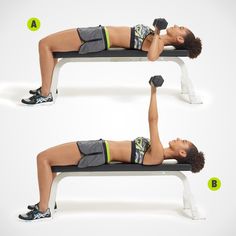 a woman doing a bench press exercise