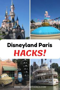 disneyland paris hacks with cars and boats in front of the theme park at disney world