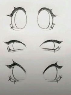 four different types of eyes drawn in pencil